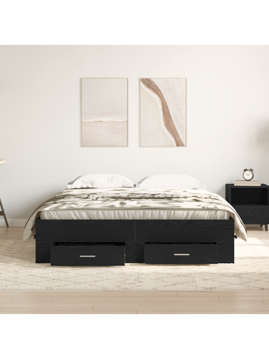 Rám postele se zásuvkami černý dub kompozitní dřevo 140 x 190 cm