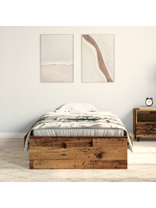 Rám postele staré dřevo 100x200 cm umělé dřevo