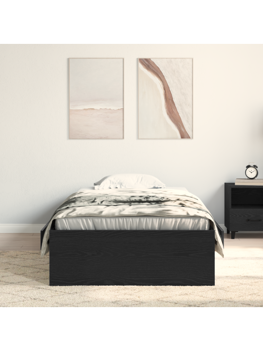 Rám postele černý dub 90x200 cm zpracované dřevo