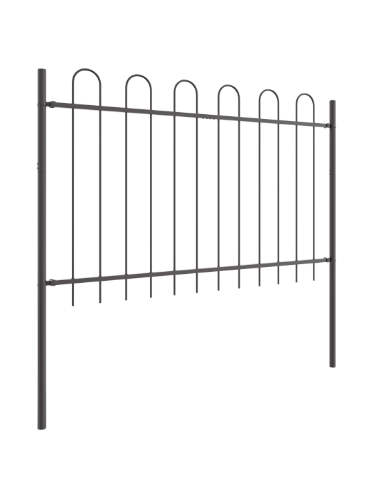 Zahradní plot s klenutým vrškem, šedý, 3,4x1 m, ocel