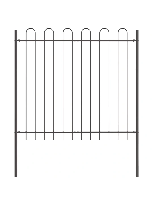 Zahradní plot s klenutým vrcholem, šedý, 3,4x1,5 m, ocel