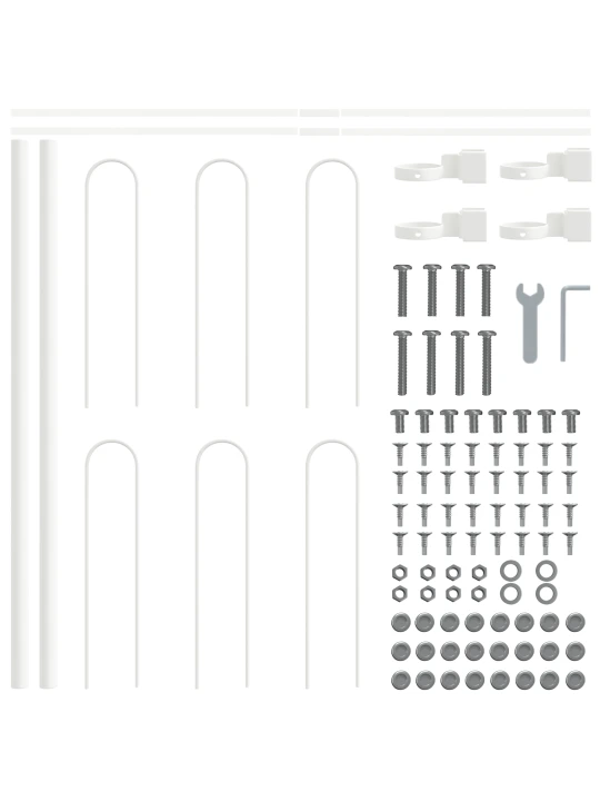 Zahradní plot s vrchním obloukem, bílý, 3,4x0,6 m, ocel