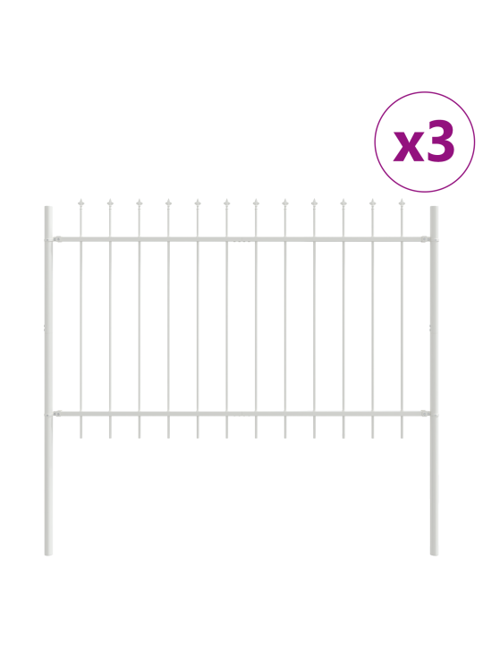Zahradní plot s hroty, bílý, 5,1x1 m, ocel