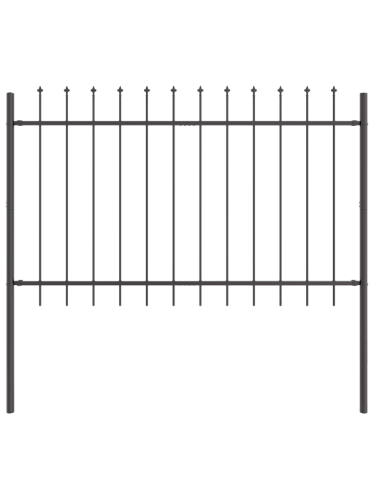 Zahradní plot s hroty, šedý, 6,8x1 m, ocel