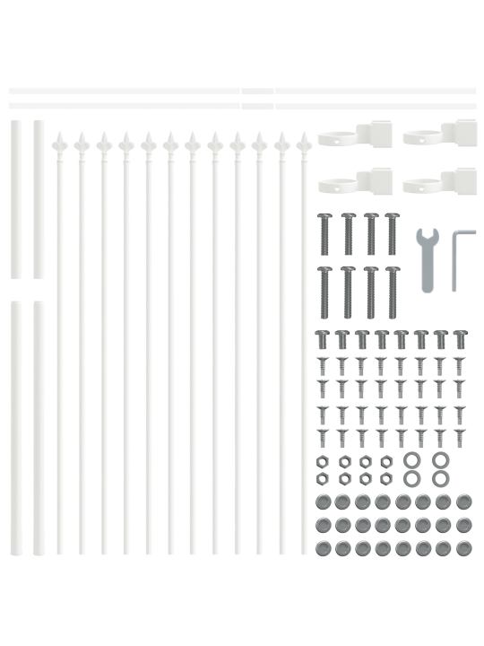 Zahradní plot s hroty bílá 6,8x0,8 m ocel