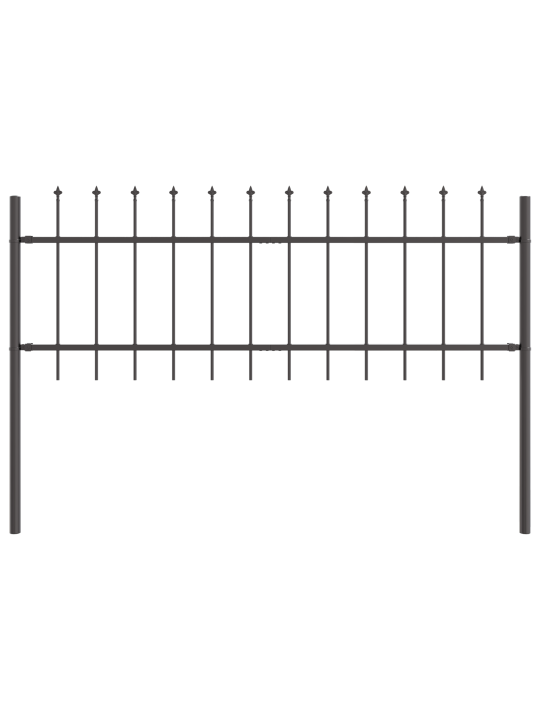 Zahradní plot s hroty šedý 8,5x0,6 m, ocel