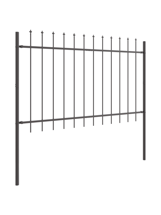 Zahradní plot s hroty šedý 10,2x1 m ocel