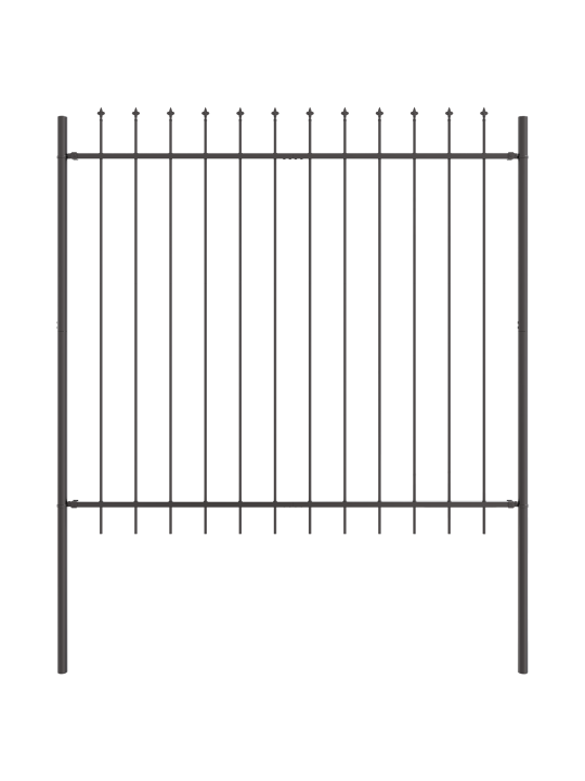Zahradní plot s hroty, šedý, 10,2x1,5 m, ocel