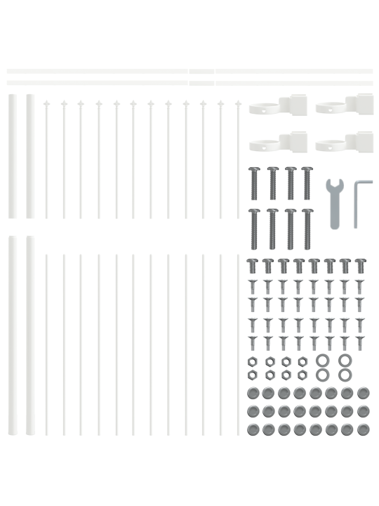 Zahradní plot s hroty bílá 10,2x1,5 m ocel