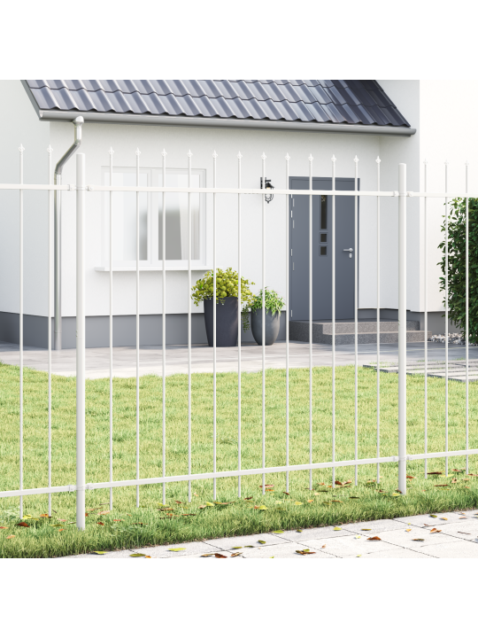 Zahradní plot s hroty bílá 10,2x1,5 m ocel