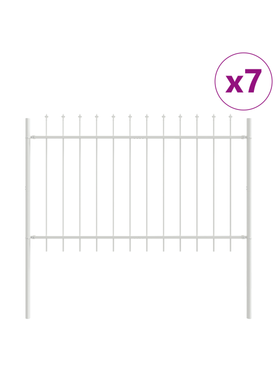 Zahradní plot s hrotem bílá 11,9x1,2 m ocel