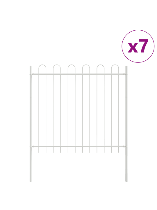 Zahradní plot s klenutým vrcholem, bílý, 11,9x1,5 m, ocel