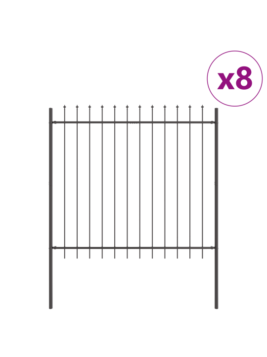 Zahradní plot s hroty šedý 13,6x1,5 m z ocele