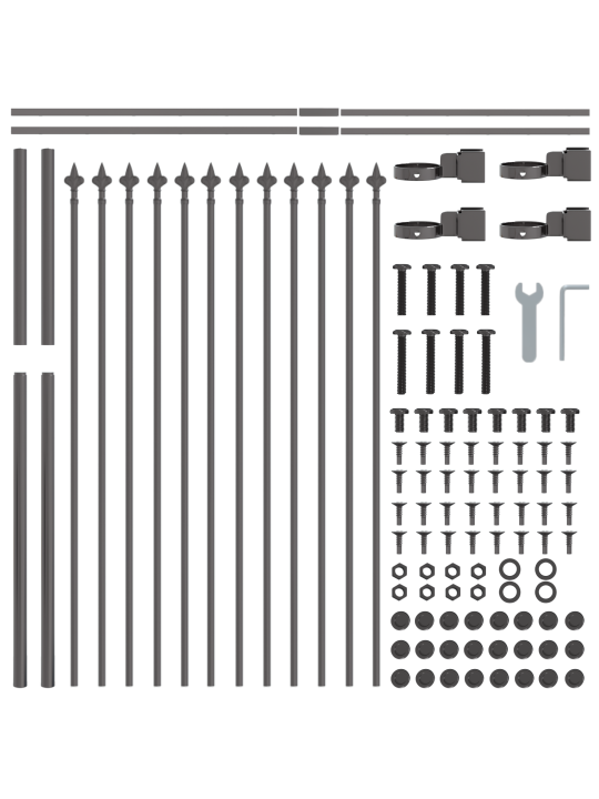 Zahradní plot s hroty, šedý, 15,3x1 m, ocel