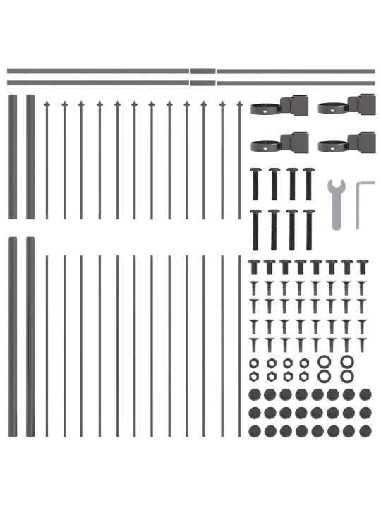 Zahradní plot s hroty šedý 15,3x1,5 m ocel