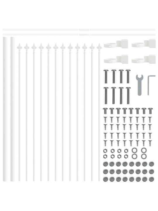 Zahradní plot s hroty bílý 15,3x0,6 m ocel
