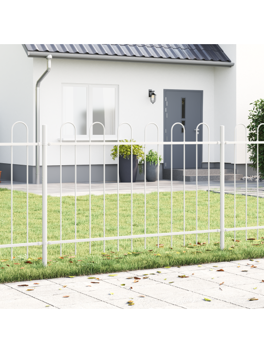 Zahradní plot s obloukovým vrcholem - bílá 15,3x0,8 m, ocel
