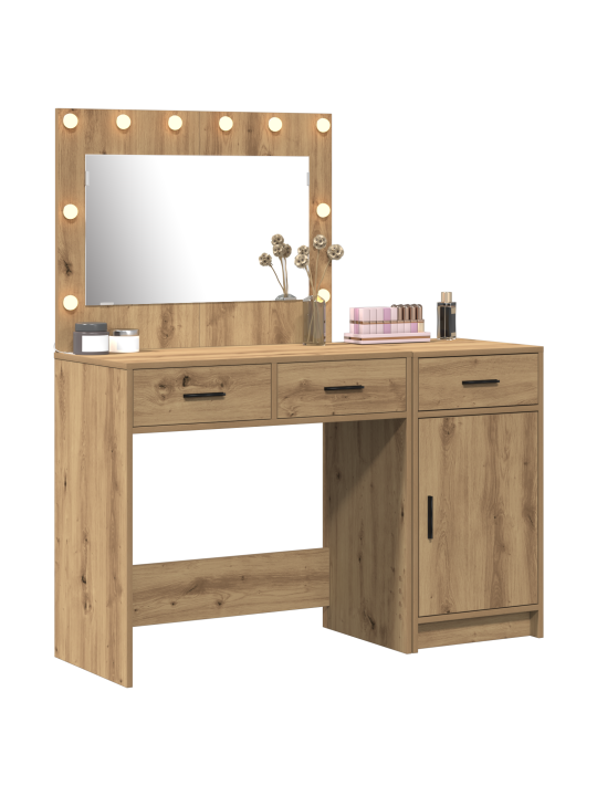 2dílná souprava toaletního stolku s led světlem artisan oak z umělého dřeva