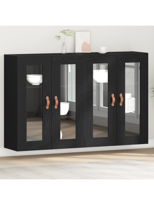 Nástěnné skříně 2 ks černý dub 69,5x34x90 cm agregovaná dřevěná deska