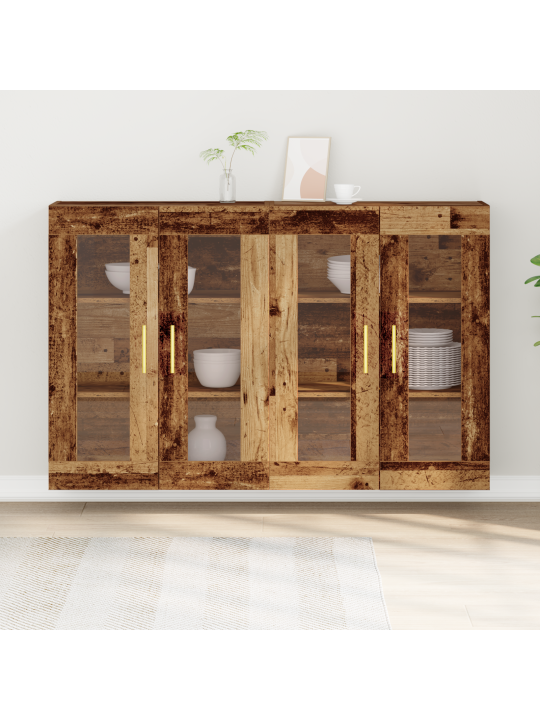 Nástěnné skříně 2 kusy staré dřevo 69,5x34x90 cm konstruované dřevo