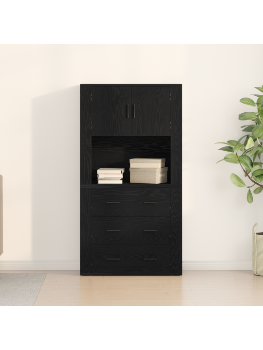 Highboard černý dub 80x33x150 cm kompozitní dřevo