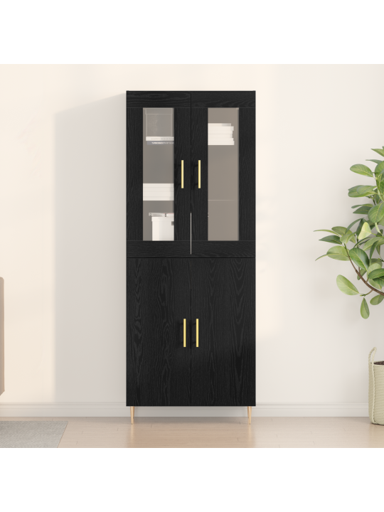 Vysoký kabinet černý dub 69.5x34x180 cm inženýrské dřevo