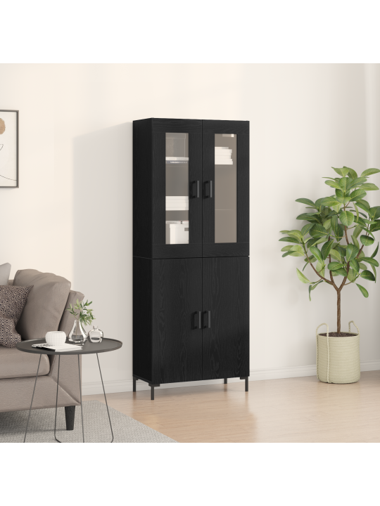 Komoda s nástěnnou skříní černý dub, dřevěný materiál
