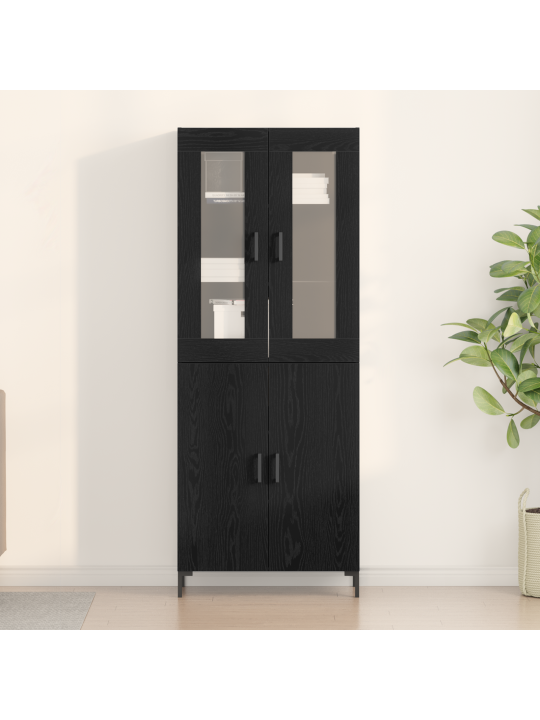 Komoda s nástěnnou skříní černý dub, dřevěný materiál