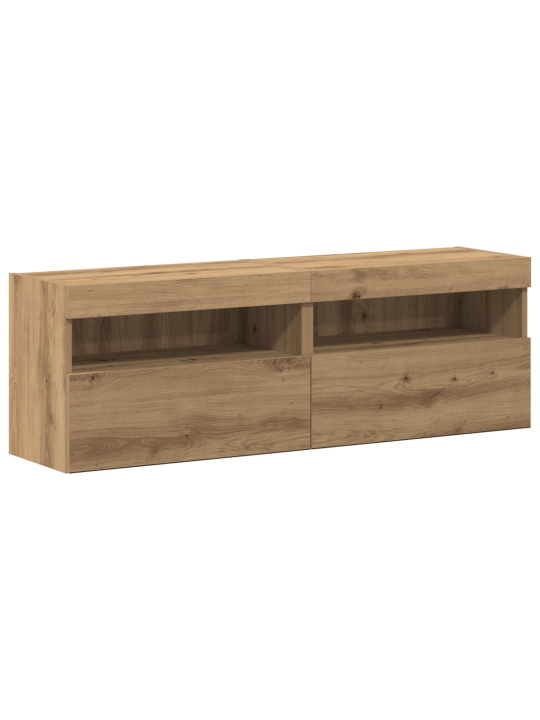 Tv stěny s led osvětlením 2 ks umělecký dub 80x30x30 cm