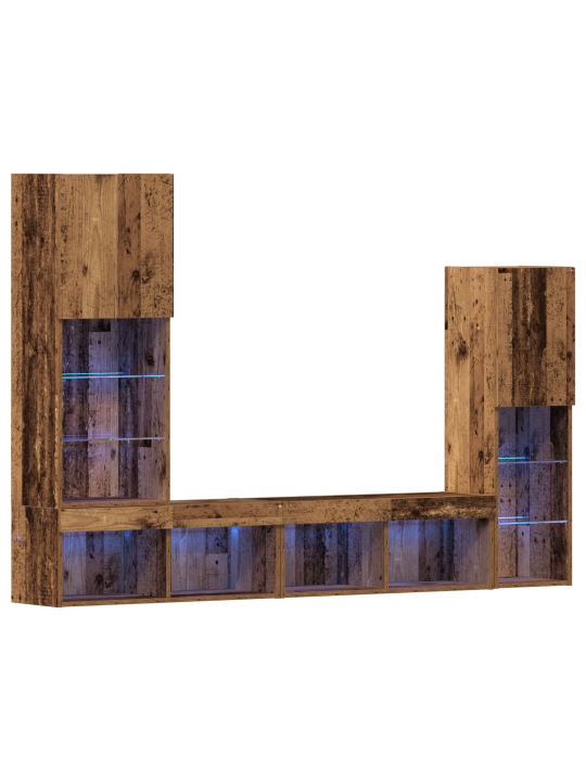 Tv skříň s led světly zvětralé dřevo 40,5x30x102 cm