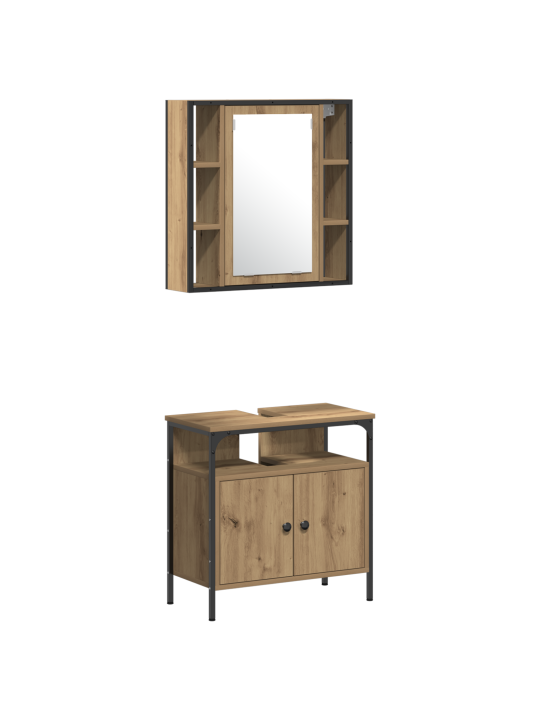 Sada koupelnového nábytku 4 kusy s umělým dřevem v barvě artisan oak