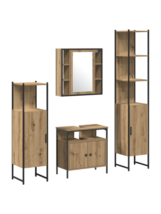 Sada koupelnového nábytku 4 kusy s umělým dřevem v barvě artisan oak