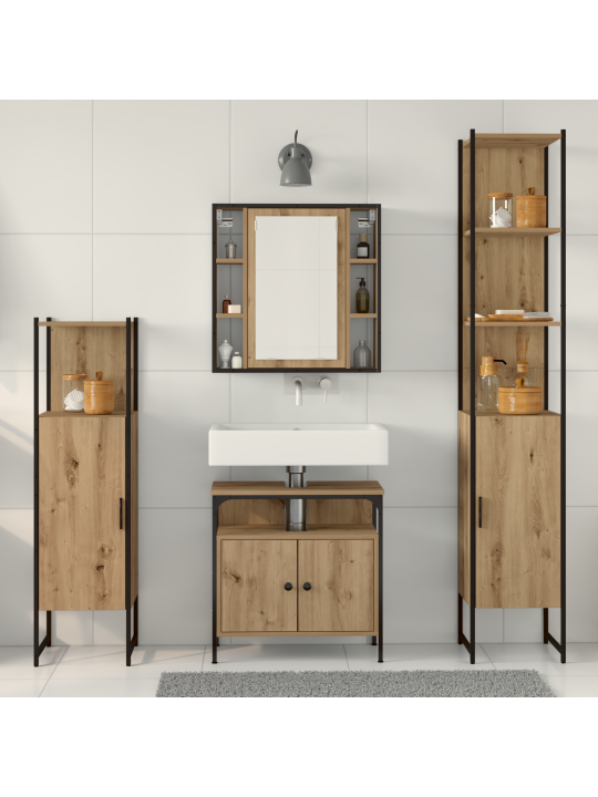 Sada koupelnového nábytku 4 kusy s umělým dřevem v barvě artisan oak