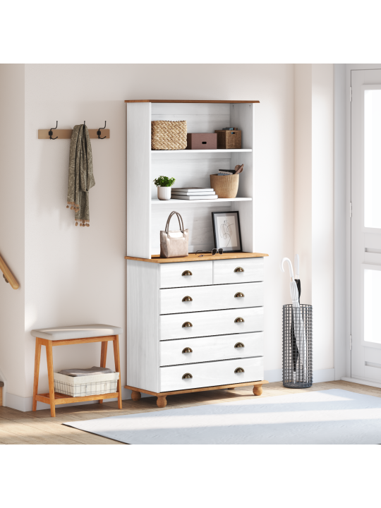Hutch 'askim'bílý 91x40x199.5 cm masivní dřevo borovice