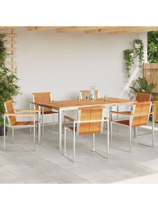 Vidaxl 7dílná zahradní jídelní sada z masivního akáciového dřeva, vidaxl venkovní jídelní stůl 180x90x75 cm z masivního akáciového dřeva
