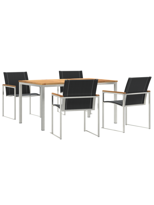 Zahradní jídelní set 5dílný z masivního dřeva akácie, venkovní jídelní stůl 150x90x75 cm z masivního dřeva akácie