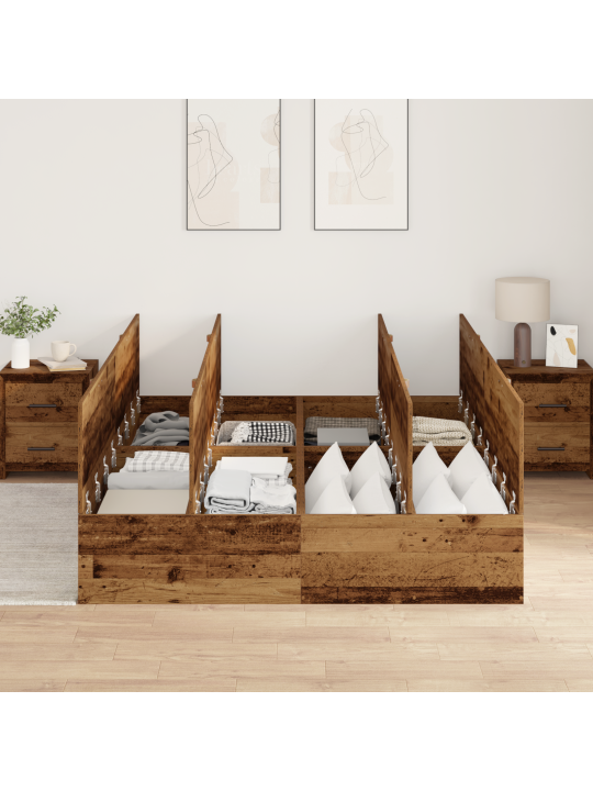 Rám postele s úložným prostorem staré dřevo 150x200 cm