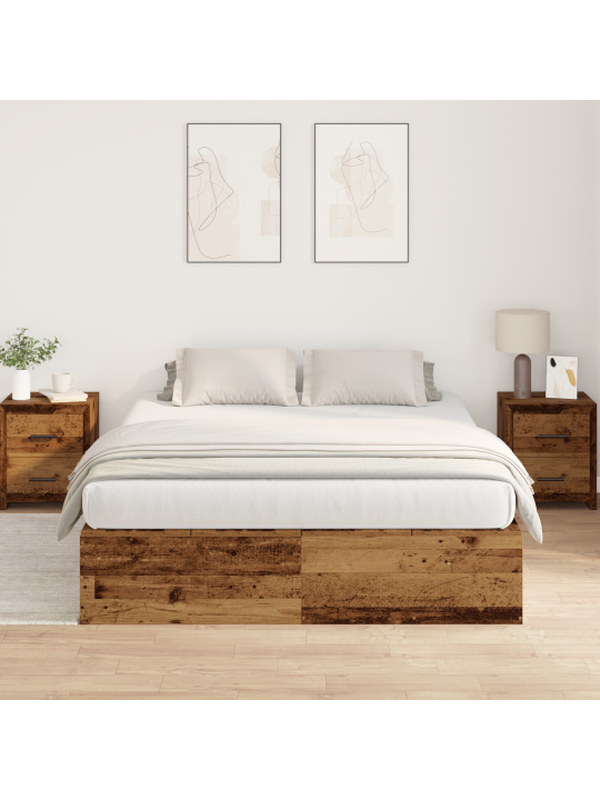 Rám postele s úložným prostorem staré dřevo 150x200 cm