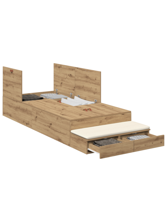 Rám postele s úložným prostorem artisan oak 90x200 cm