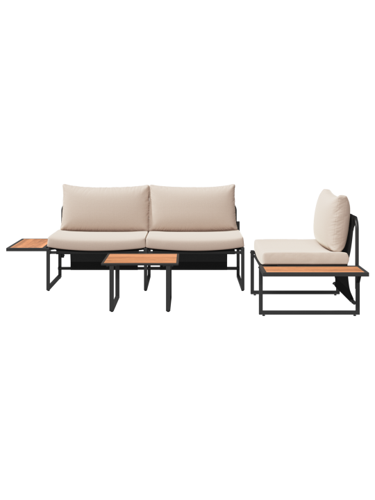 3dílná souprava zahradního sofa s taupe polštáři