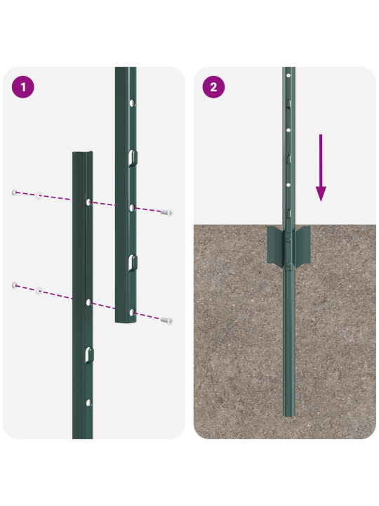 Plotové sloupky 44 ks u-kanál zelené 140 cm ocel