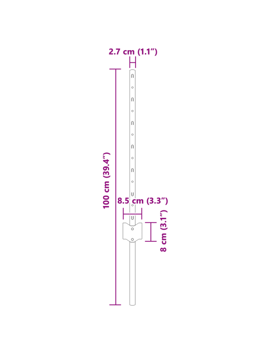 Plotové sloupky 22 ks u-channel šedý 100 cm ocel