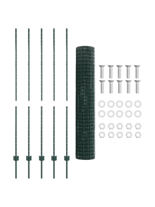 Euro plot s 5 u sloupky zelený 1.5x10 m ocelový
