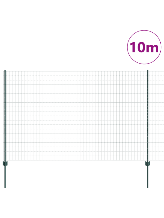 Euro plot s 5 u sloupky, zelený 1.6x10 m, ocelový