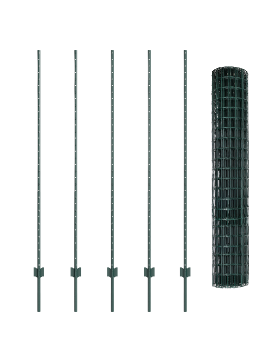 Evropský plot s 5 u sloupky zelený 1.6x10 m ocel
