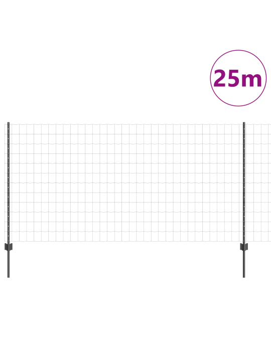 Euro plot s 22 u sloupky šedá 1,2x25 m ocel
