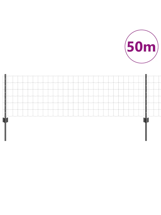 Euro plot s 22 u sloupky šedý 0,6x50 m ocel
