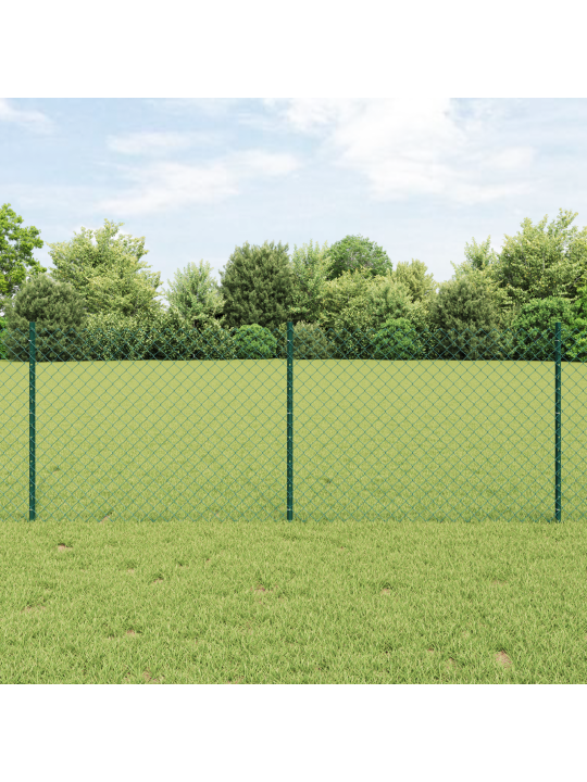 Zelený řetězový plot s 10 u sloupky 0.8x10 m
