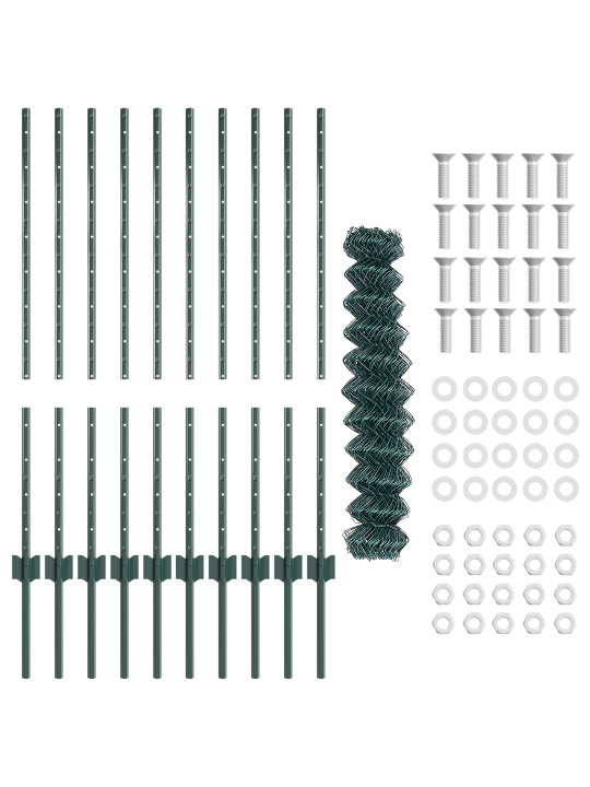 Oplocení zřetězového pletiva s 10 u sloupky zelené 1x10 m ocel