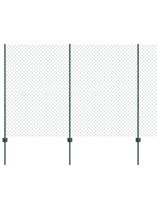 Řetězový plot s 10 u sloupky zelený 1,5x10 m ocel